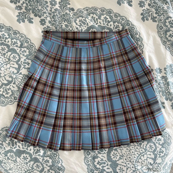 Pure Wool Blue Check Kilt Skirt - Picture 3 of 8